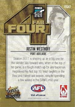 2011 Select AFL Champions - Fab Four Gold #FFG47 Justin Westhoff Back